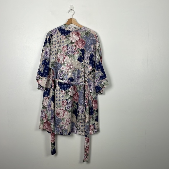 Maryann's 2 piece gown women vintage size medium floral satin 2 pockets belt - Picture 7 of 13